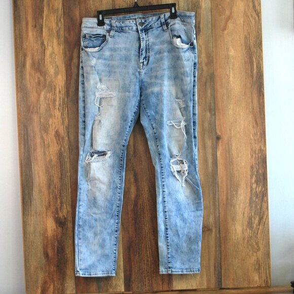 American Eagle Men's Next Level Flex Distressed Skinny Jeans 36x30 - Picture 2 of 9